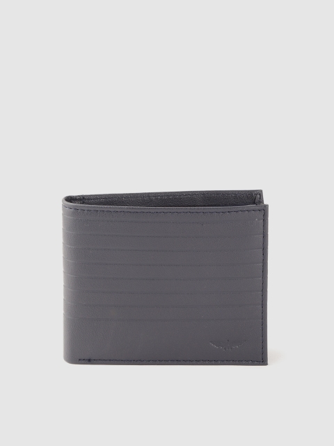 

Park Avenue Men Navy Blue Self Striped Two Fold Wallet