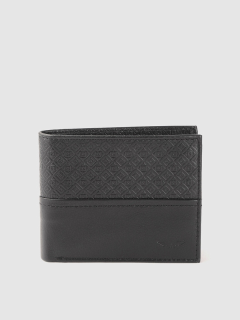 

Park Avenue Men Black Geometric Textured Two Fold Wallet