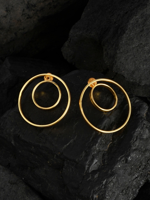 

Silvermerc Designs Women Gold-Toned Gold Plated Double Circle Earrings