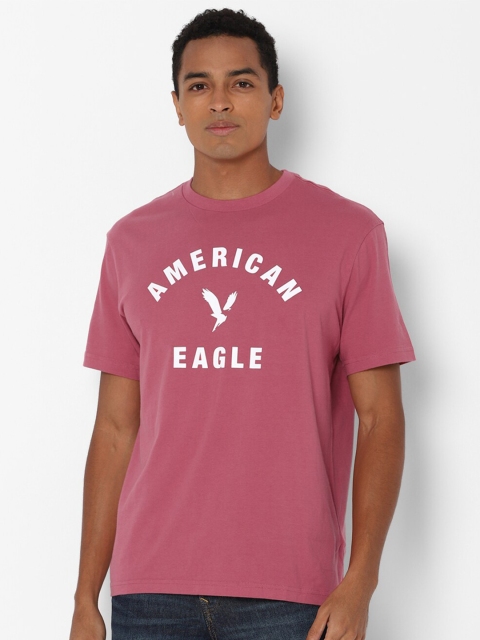 

AMERICAN EAGLE OUTFITTERS Men Pink Typography Printed T-shirt