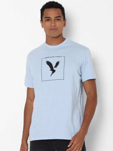 

AMERICAN EAGLE OUTFITTERS Men Blue & Black Typography Printed T-shirt