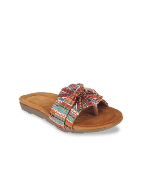 

The Desi Dulhan Women Brown Open Toe Flats with Bows