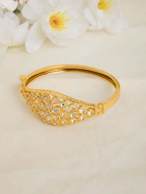 

INDYA Women Gold-Toned Crystal Studded Cuff Bracelet