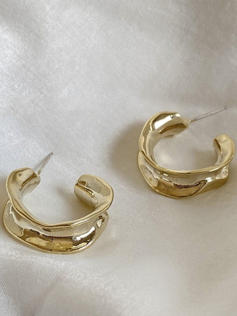 

ToniQ Gold-Toned Circular Studs Earrings