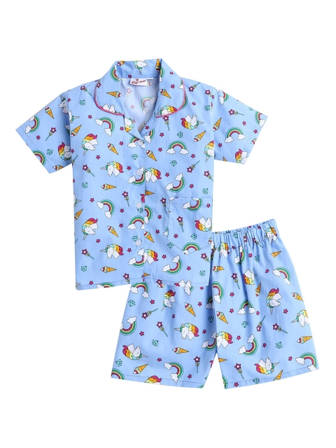 

The Magic Wand Unisex Kids Blue & White Printed Night Suit