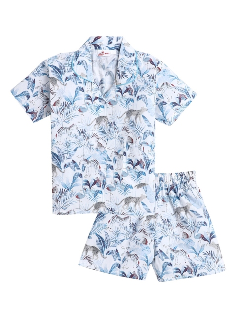 

The Magic Wand Unisex Kids Blue & White Printed Night Suit