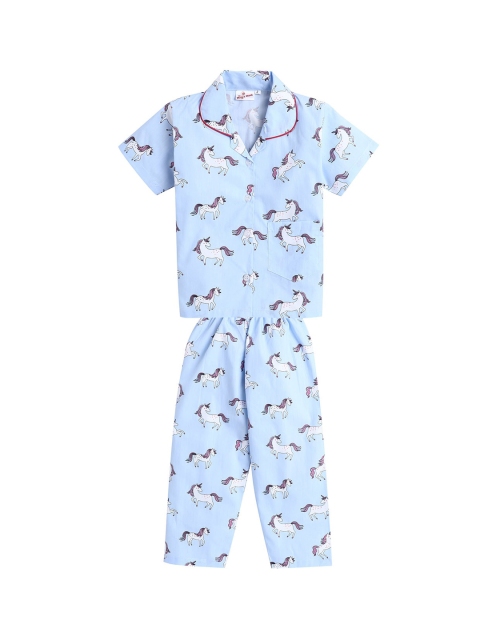 

The Magic Wand Unisex Kids Blue & Violet Printed Night Suit