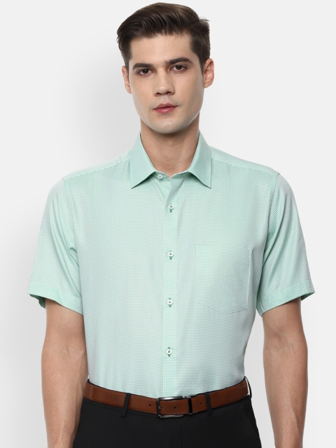 

Van Heusen Men Green & Blue Printed Cotton Formal Shirt