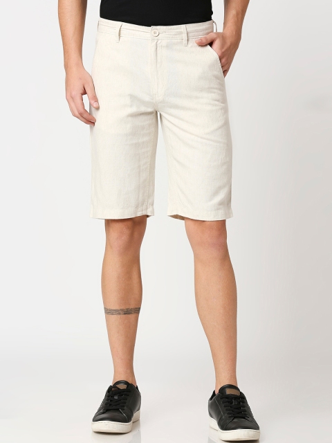 

Bewakoof Men Off White Mid-Rise Linen Chino Shorts