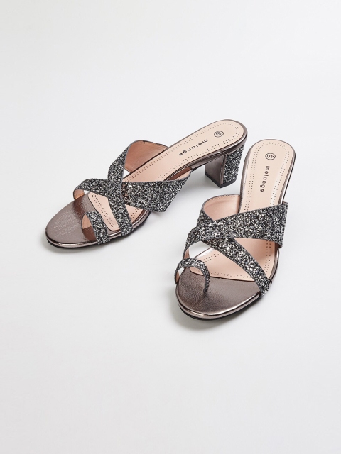 

Melange by Lifestyle Grey Textured PU Block Sandals