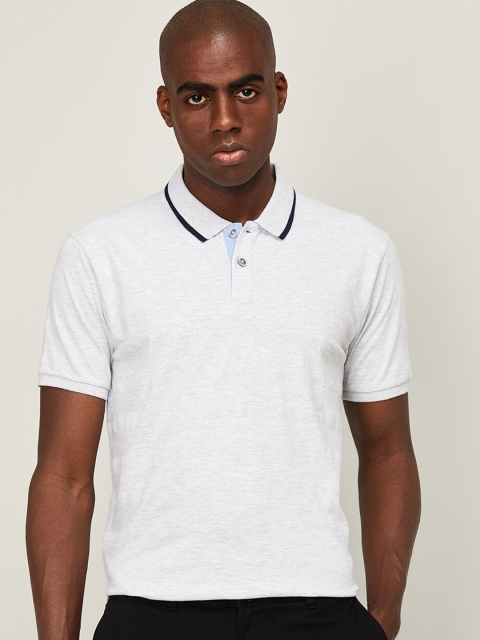 

CODE by Lifestyle Men White Polo Collar Slim Fit T-shirt