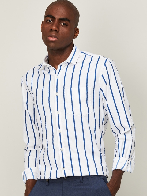 

CODE by Lifestyle Men White Striped Casual Shirt