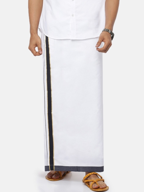 

Ramraj Men White Pure Cotton Gold Zari Border Dhoti