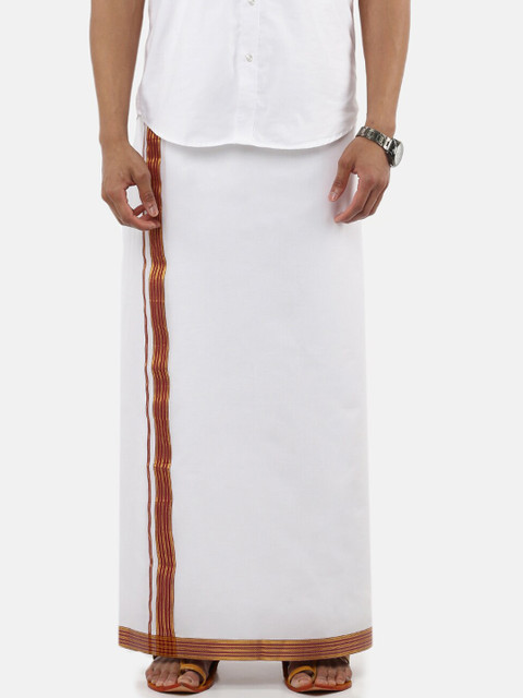 

RAMRAJ COTTON Men White Solid Pure Cotton Dhoti