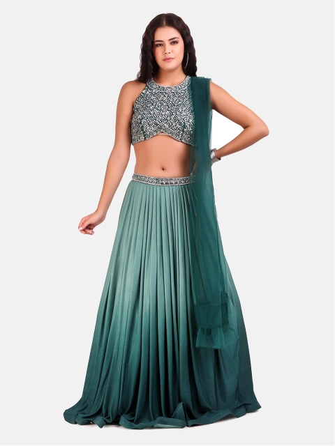 

Grancy Women Green & Silver Sequinned Ready to Wear Lehenga Blouse with Dupatta