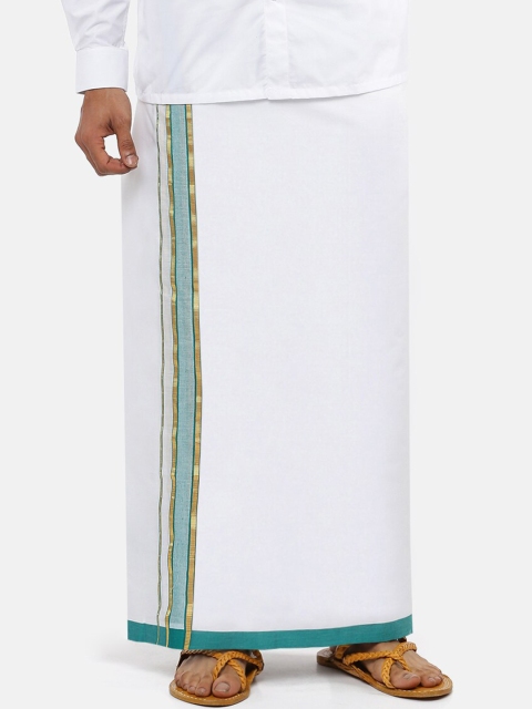 

Ramraj Men White Pure Cotton Gold Zari Border Dhoti