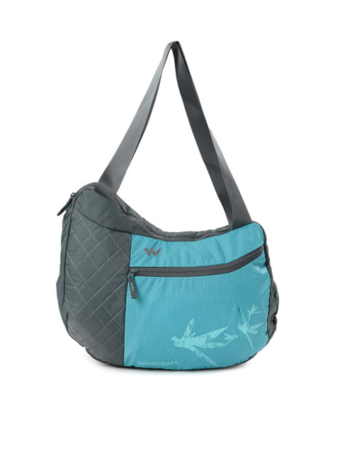 

Wildcraft Turquoise Blue & Grey Printed Hobo Bag