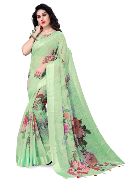 

MIRCHI FASHION Green & Purple Floral Bagh Saree