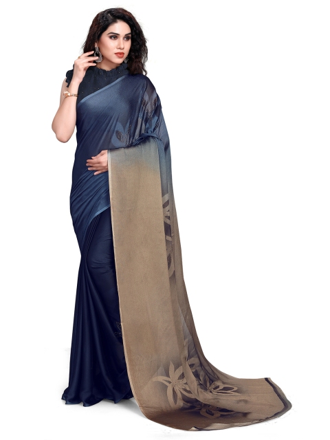 

MIRCHI FASHION Navy Blue & Beige Printed Saree