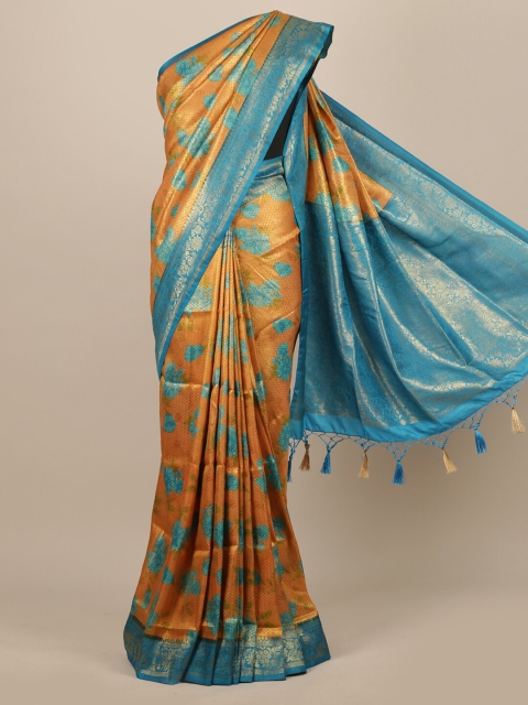 

Pothys Orange Floral Zari Jute Silk Saree