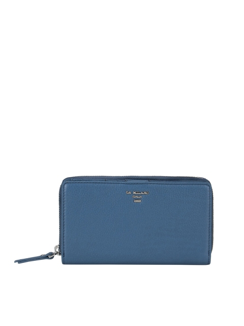 

Da Milano Women Blue Textured Leather Zip Around Wallet