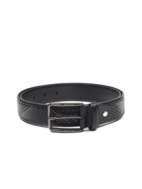 

Da Milano Men Black Striped Leather Belt