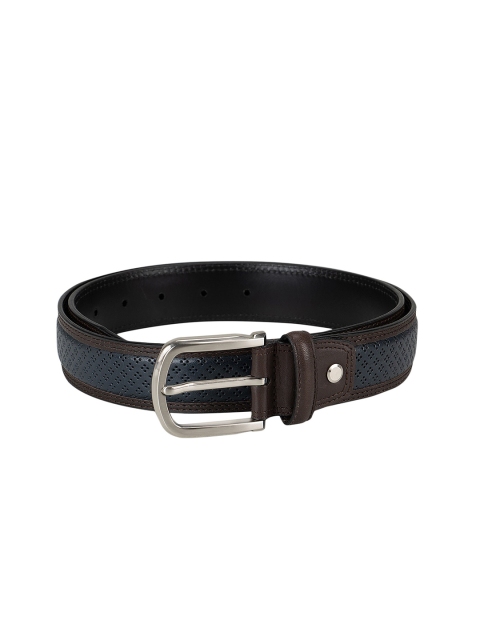 

Da Milano Men Navy Blue Textured Leather Belt