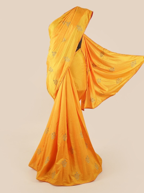 

Pothys Yellow & Golden Ethnic Motifs Art Silk Saree