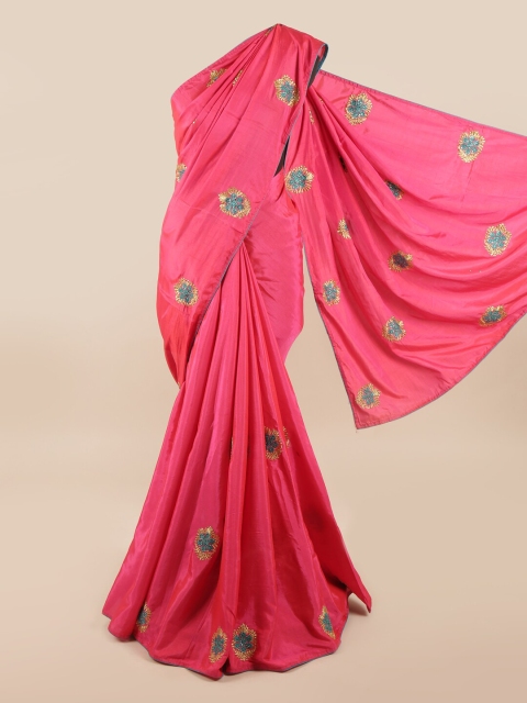 

Pothys Pink & Blue Floral Art Silk Saree