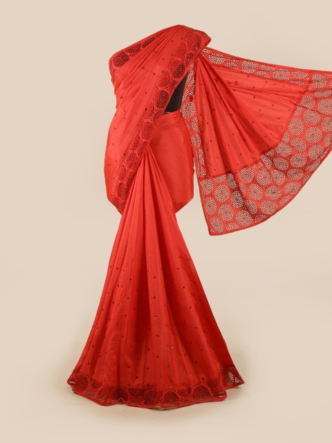 

Pothys Red Woven Design Sequinned Art Silk Saree