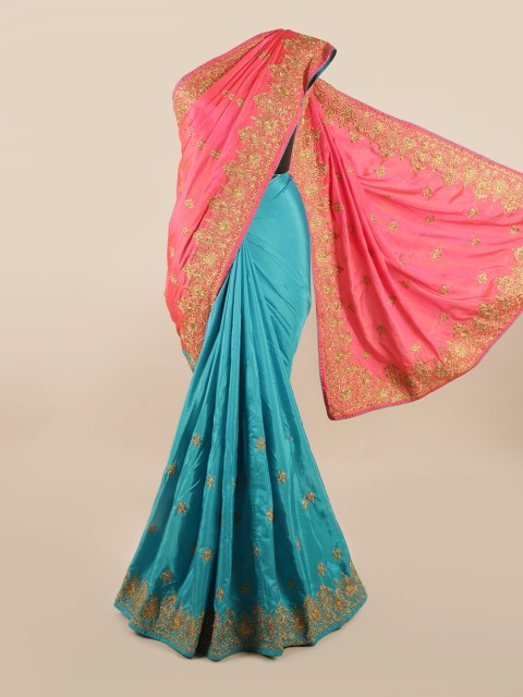 

Pothys Pink & Blue Embellished Art Silk Saree