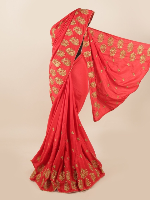 

Pothys Red Floral Embroidered Art Silk Saree