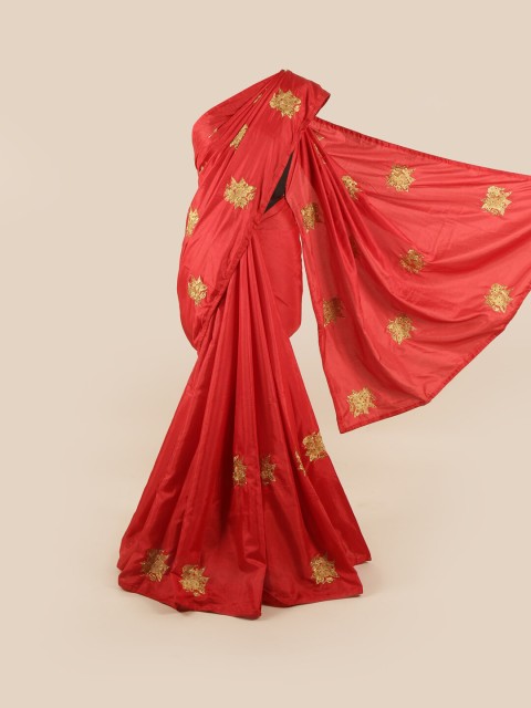 

Pothys Maroon & Golden Floral Art Silk Saree