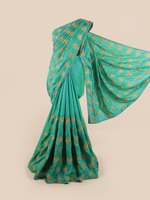 

Pothys Green Ethnic Motifs Sequinned Art Silk Saree