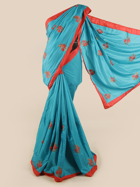 

Pothys Blue & Red Floral Art Silk Saree