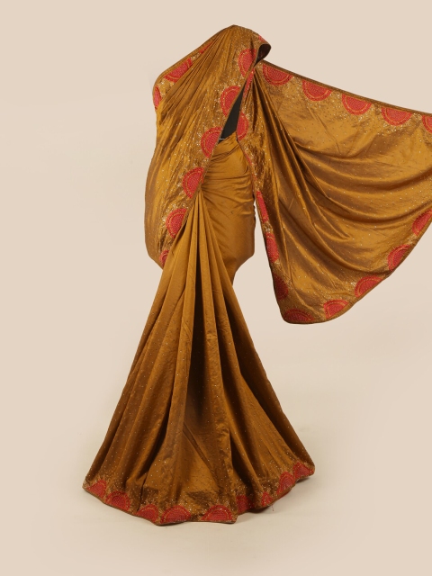 

Pothys Brown & Red Embellished Art Silk Saree
