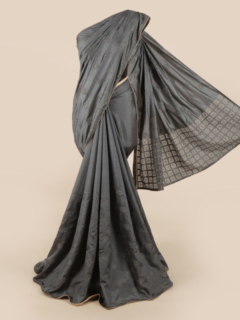 

Pothys Grey Ethnic Motifs Sequinned Art Silk Saree