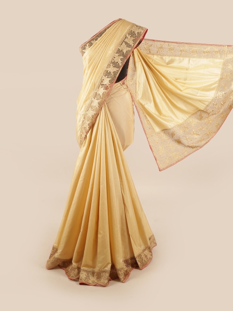 

Pothys Cream-Coloured & Red Art Silk Saree
