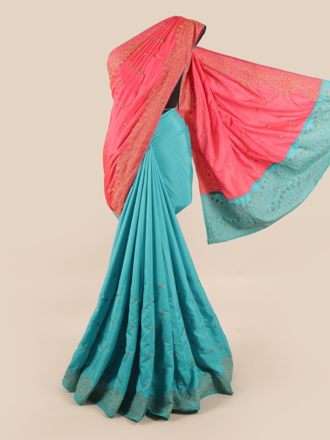 

Pothys Turquoise Blue & Pink Art Silk Saree