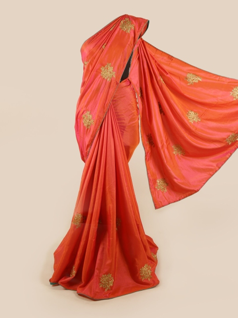 

Pothys Pink & Gold-Toned Floral Art Silk Saree
