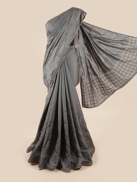 

Pothys Grey Embellished Art Silk Saree