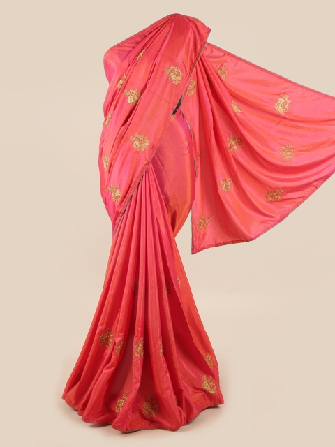 

Pothys Pink & Golden Floral Art Silk Saree