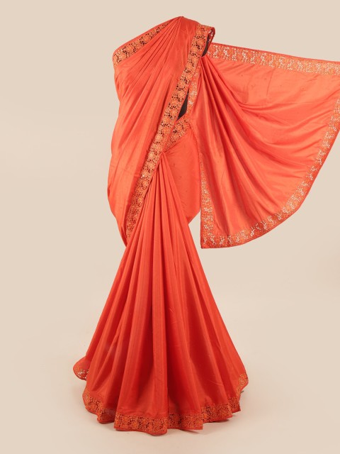 

Pothys Orange & Transparent Art Silk Saree