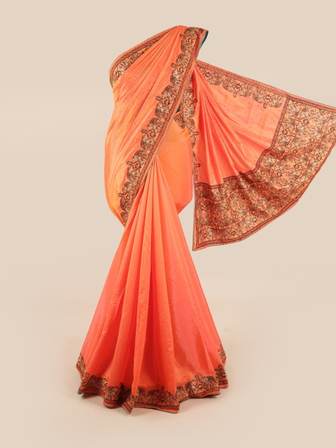 

Pothys Orange & Brown Embellished Art Silk Saree