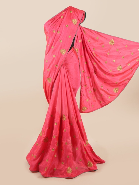 

Pothys Pink & Gold-Toned Art Silk Saree