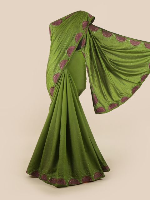

Pothys Green & Purple Embellished Art Silk Saree