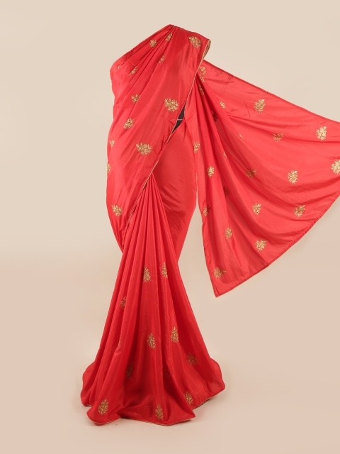 

Pothys Red & Golden Floral Art Silk Saree