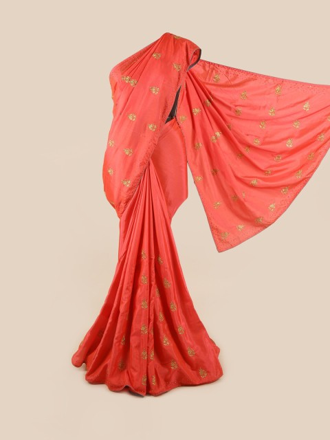 

Pothys Coral Ethnic Motifs Sequinned Art Silk Saree