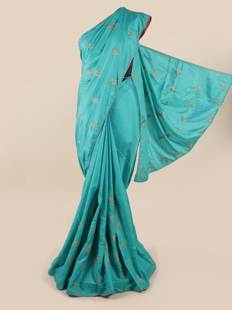 

Pothys Blue & Golden Ethnic Motifs Art Silk Saree