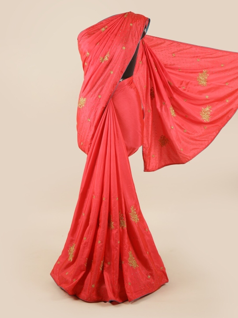 

Pothys Pink & Golden Embellished Art Silk Saree